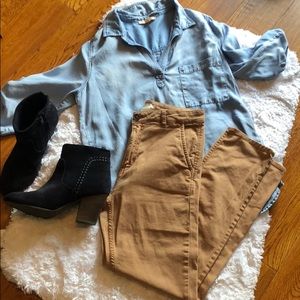 High Waist skinny ankle pant- khaki